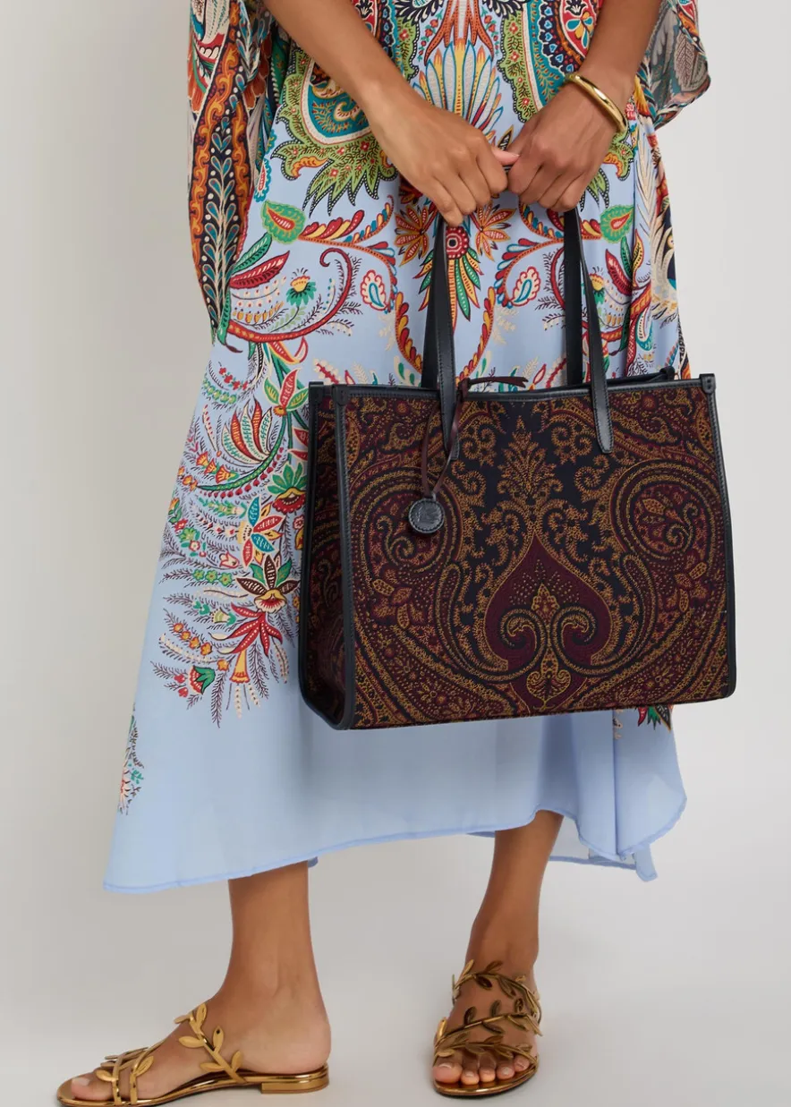 Lovetrotter large paisley-jacquard leather tote