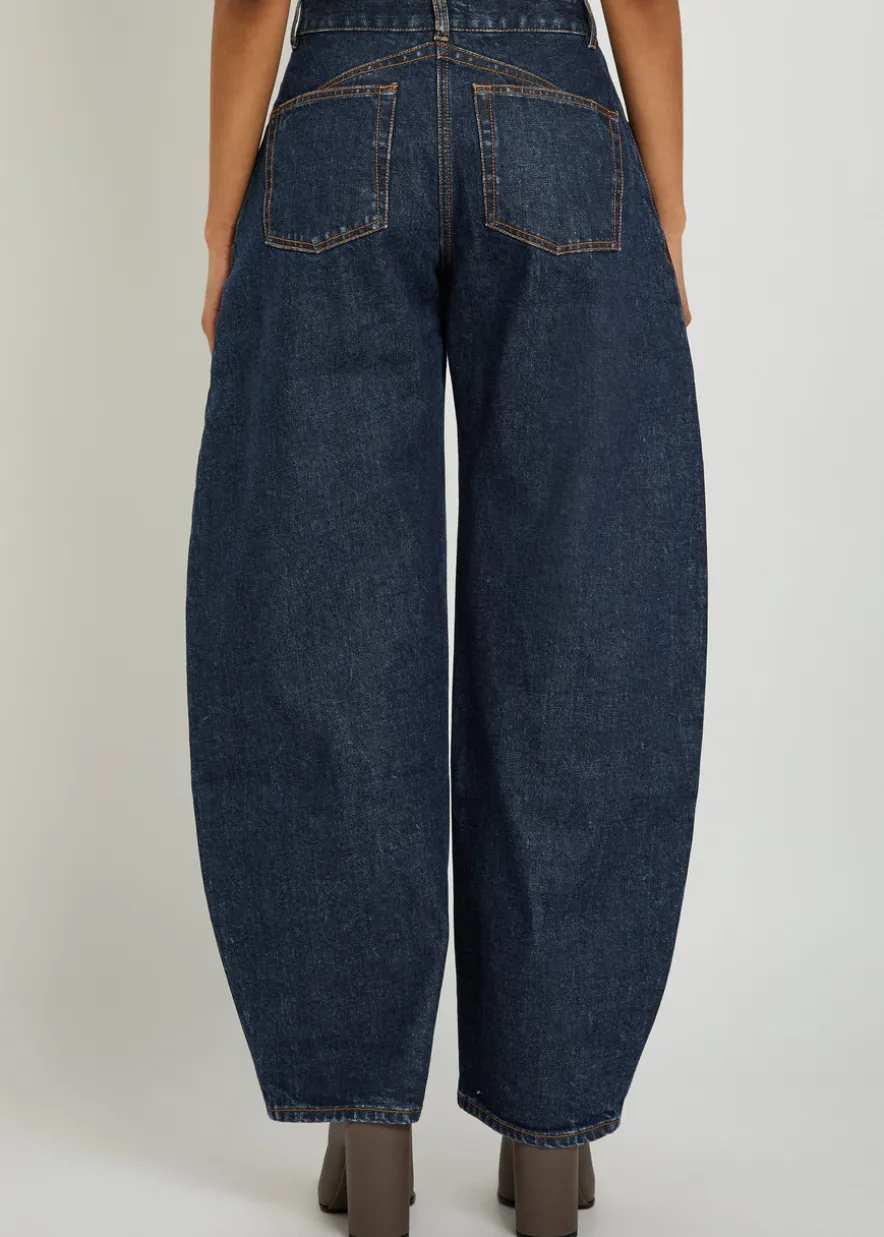 Low Round barrel-leg denim jeans