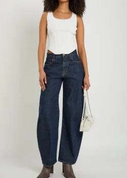Low Round barrel-leg denim jeans
