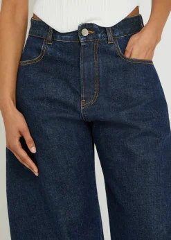 Low Round barrel-leg denim jeans