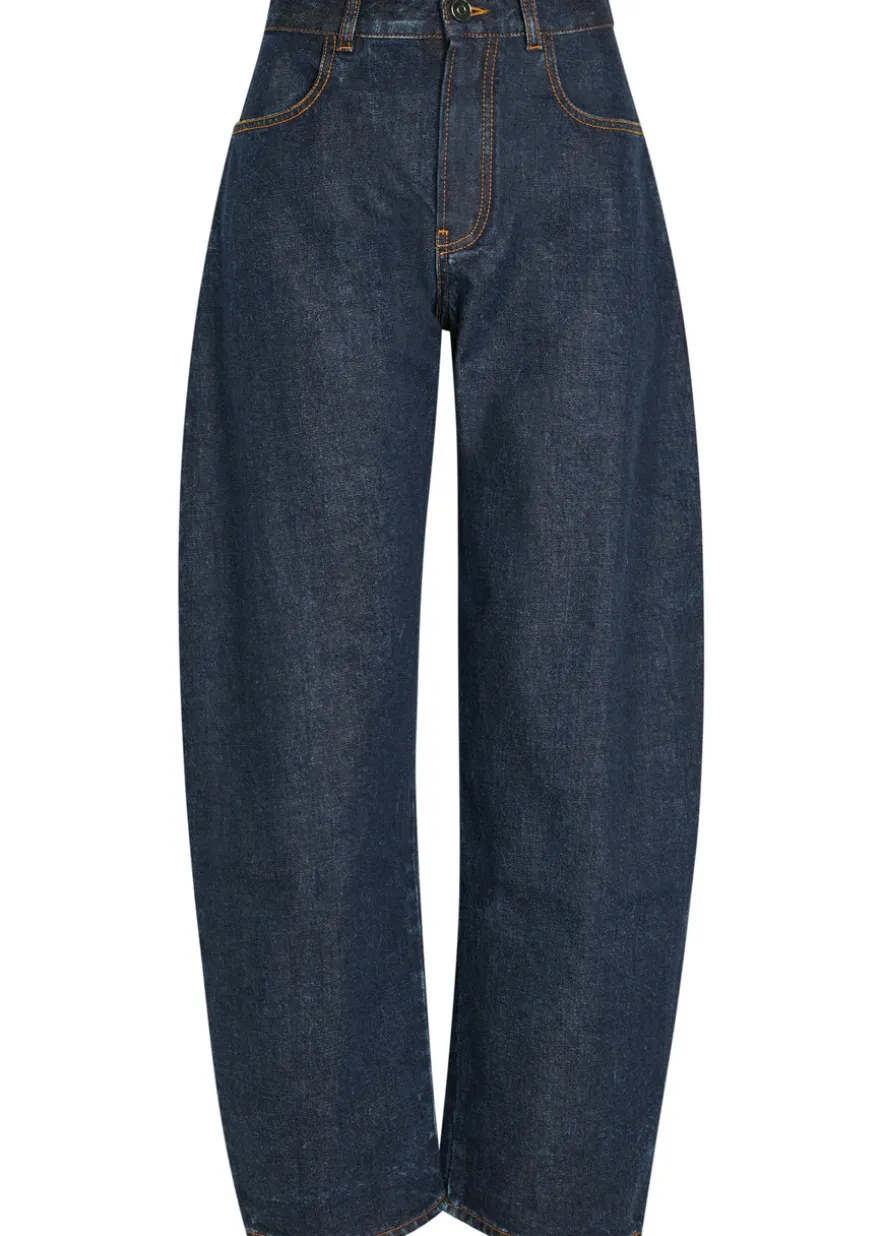 Low Round barrel-leg denim jeans