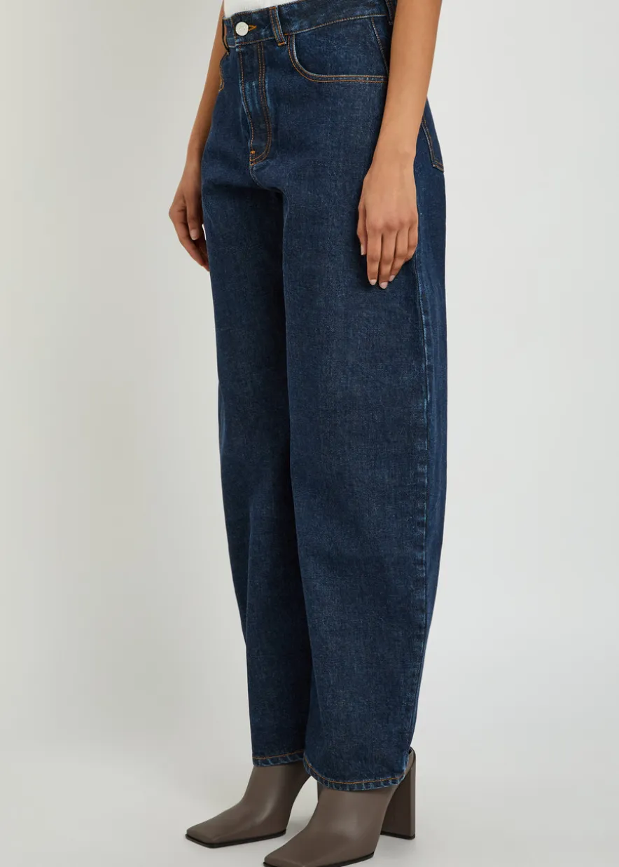 Low Round barrel-leg denim jeans