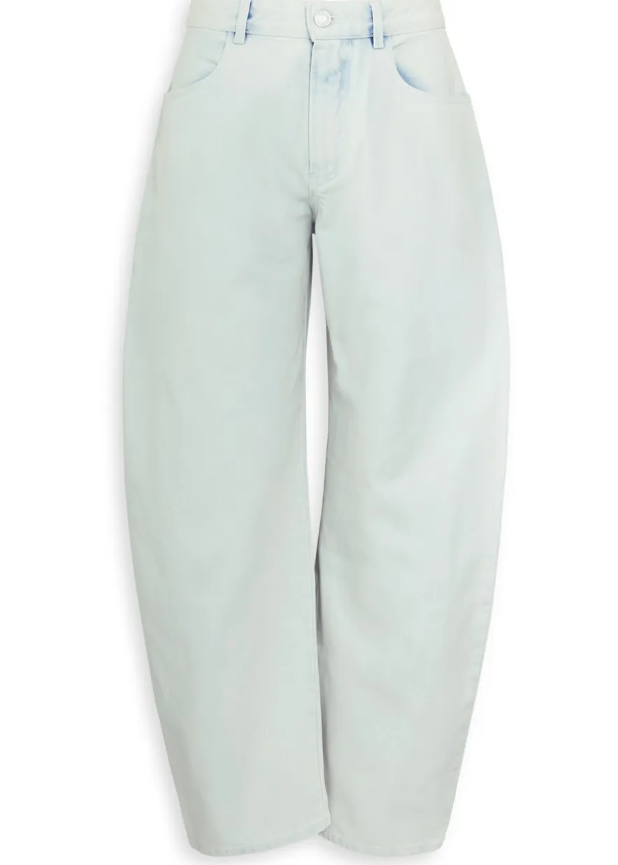 Low Round barrel-leg jeans