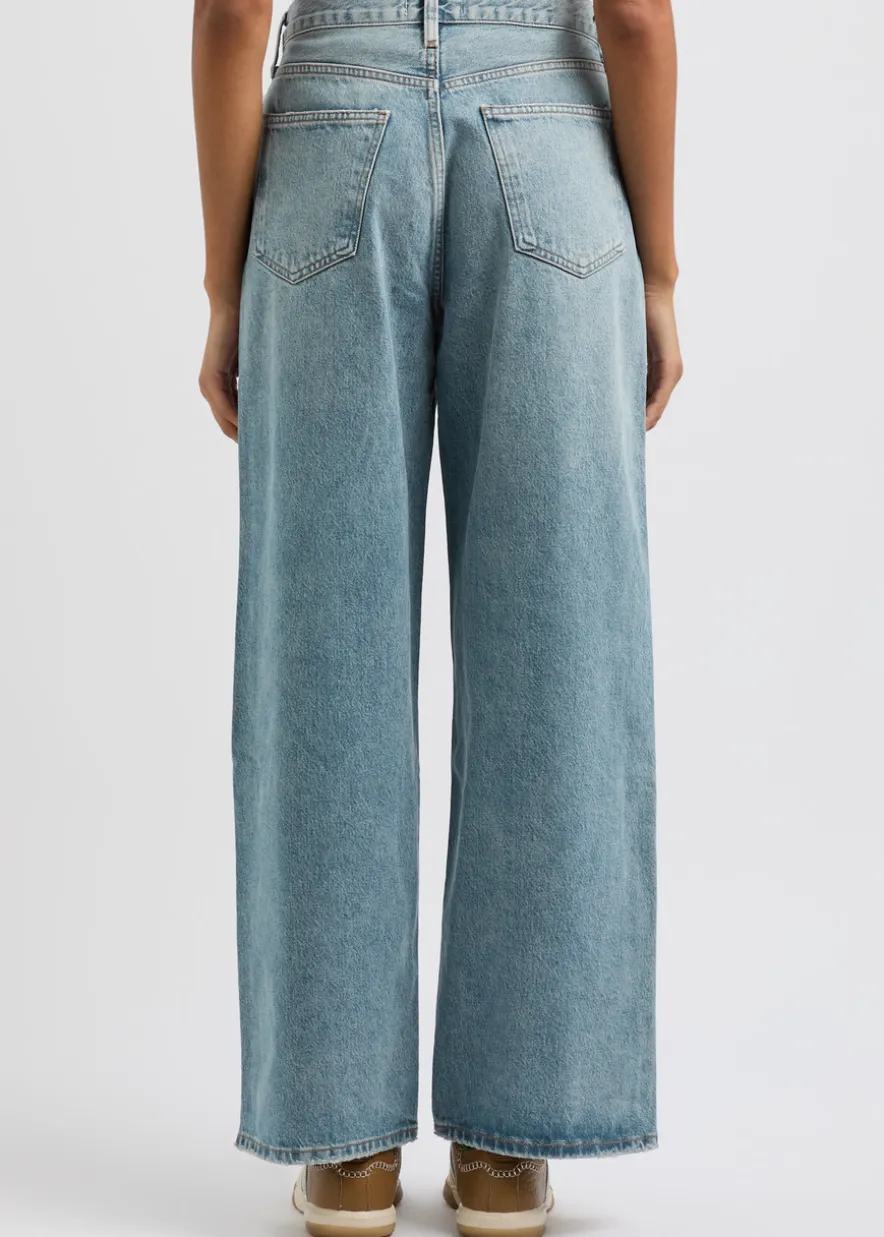 Low Slung Baggy distressed wide-leg jeans
