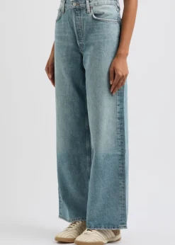 Low Slung Baggy distressed wide-leg jeans
