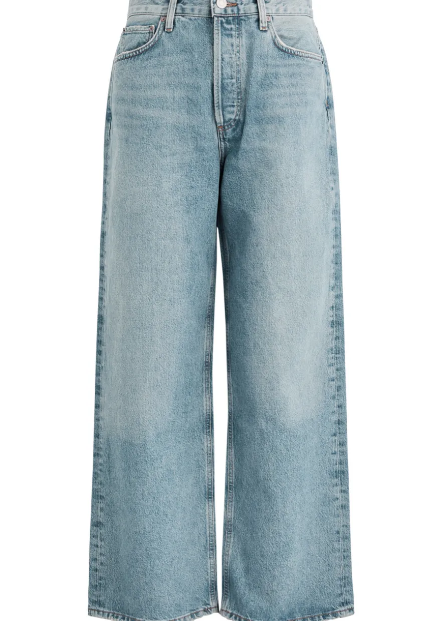 Low Slung Baggy distressed wide-leg jeans