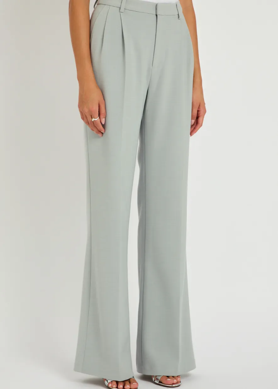 Lucian pleated wide-leg woven trousers