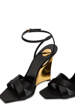 Lucienne 110 crepe satin wedge sandals