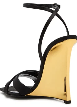 Lucienne 110 crepe satin wedge sandals
