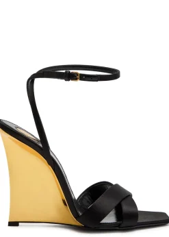 Lucienne 110 crepe satin wedge sandals