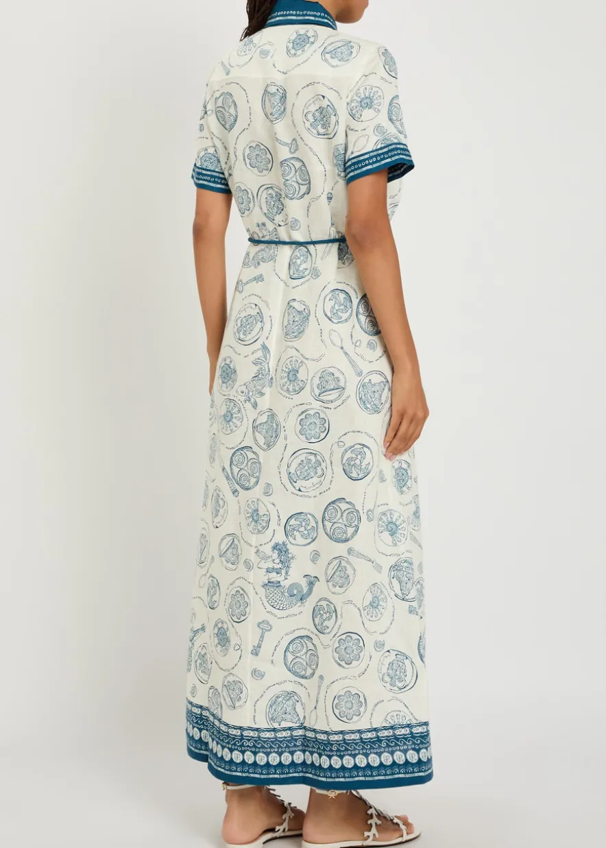 Lucky printed linen midi shirt dress