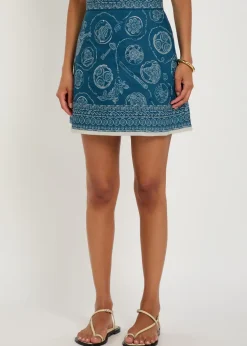 Lucky printed linen mini skirt