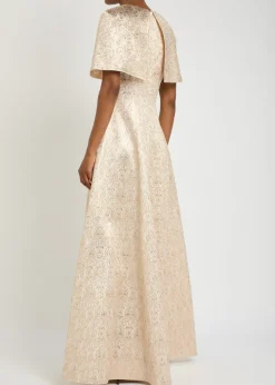 Lucretia floral-jacquard cloqué gown