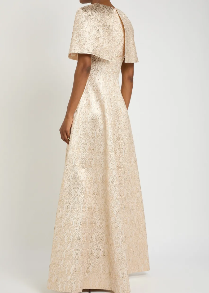 Lucretia floral-jacquard cloqué gown