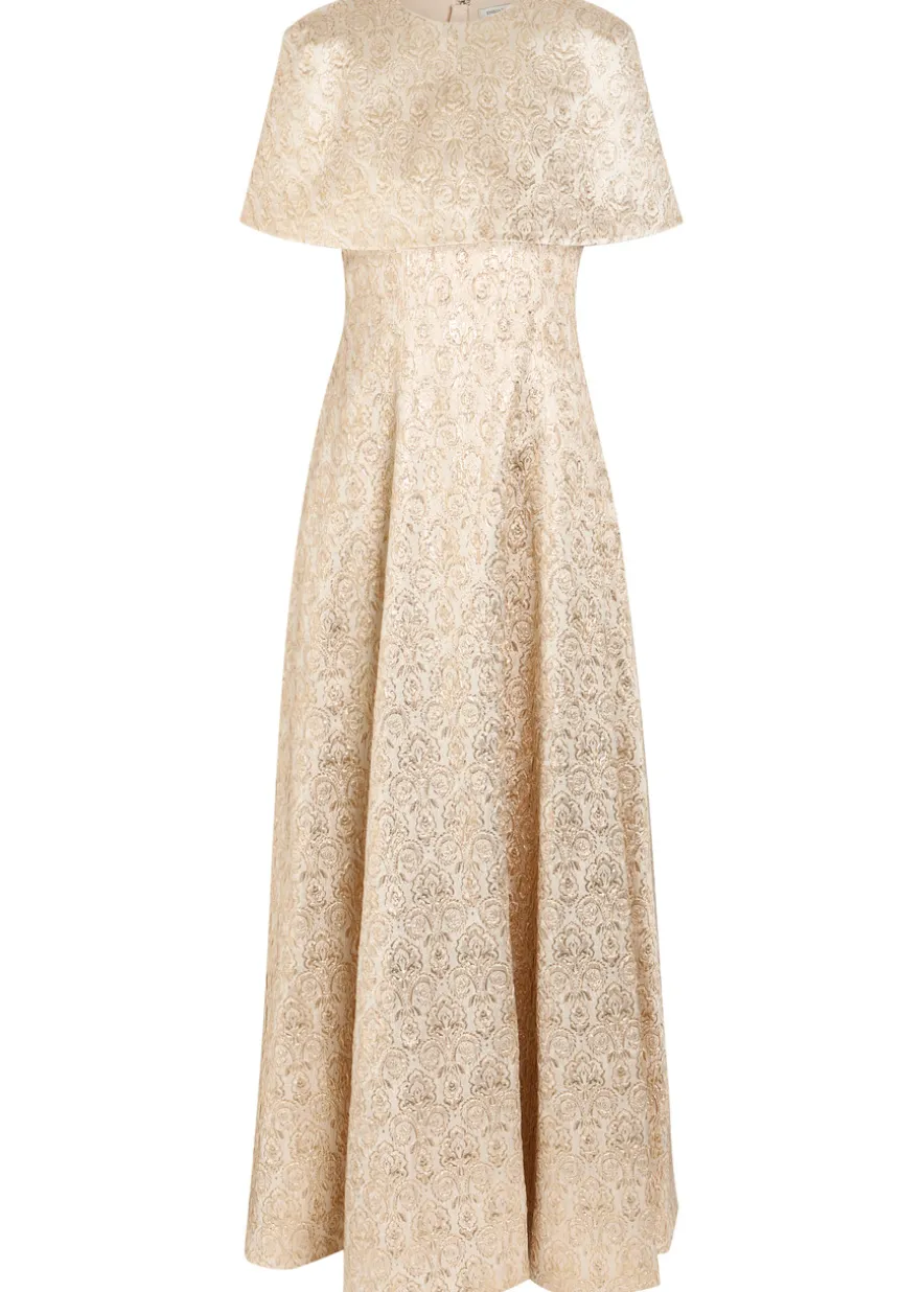 Lucretia floral-jacquard cloqué gown