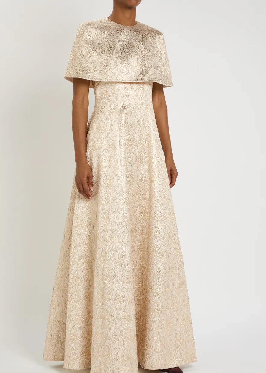 Lucretia floral-jacquard cloqué gown
