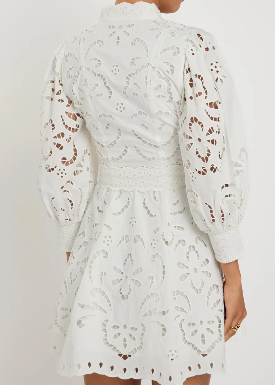 Lucy embroidered cotton mini shirt dress