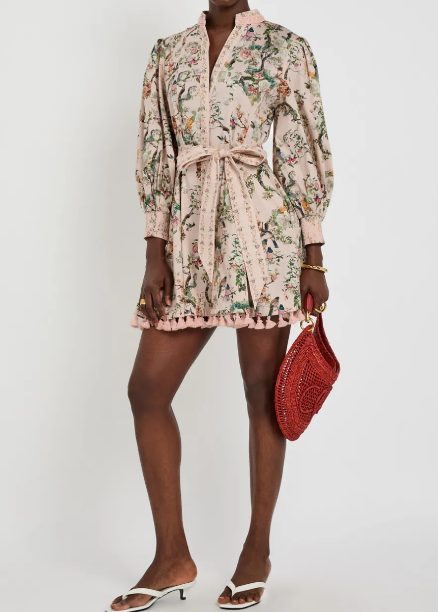 Lucy floral-print stretch-cotton mini shirt dress