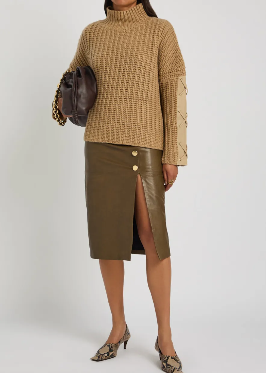 Lucy leather midi skirt