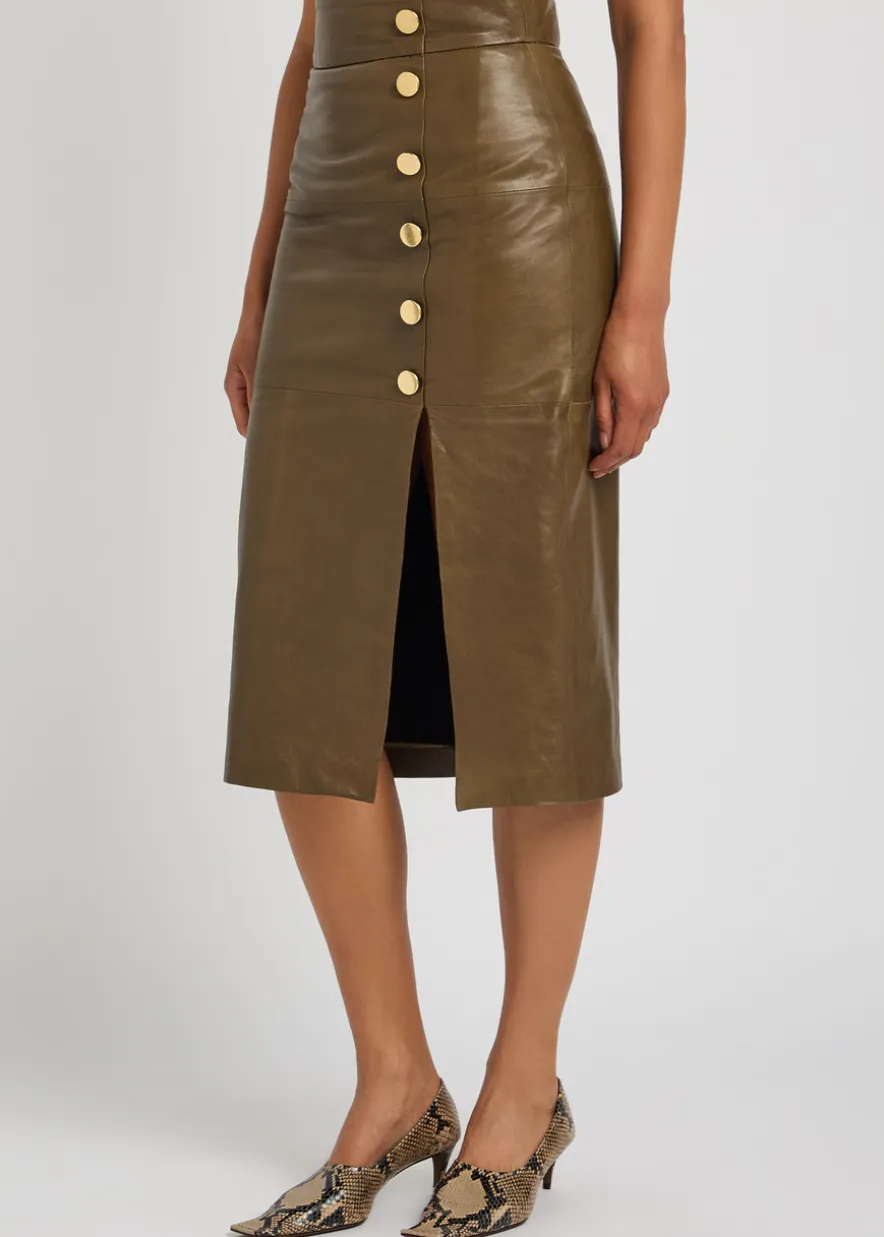 Lucy leather midi skirt