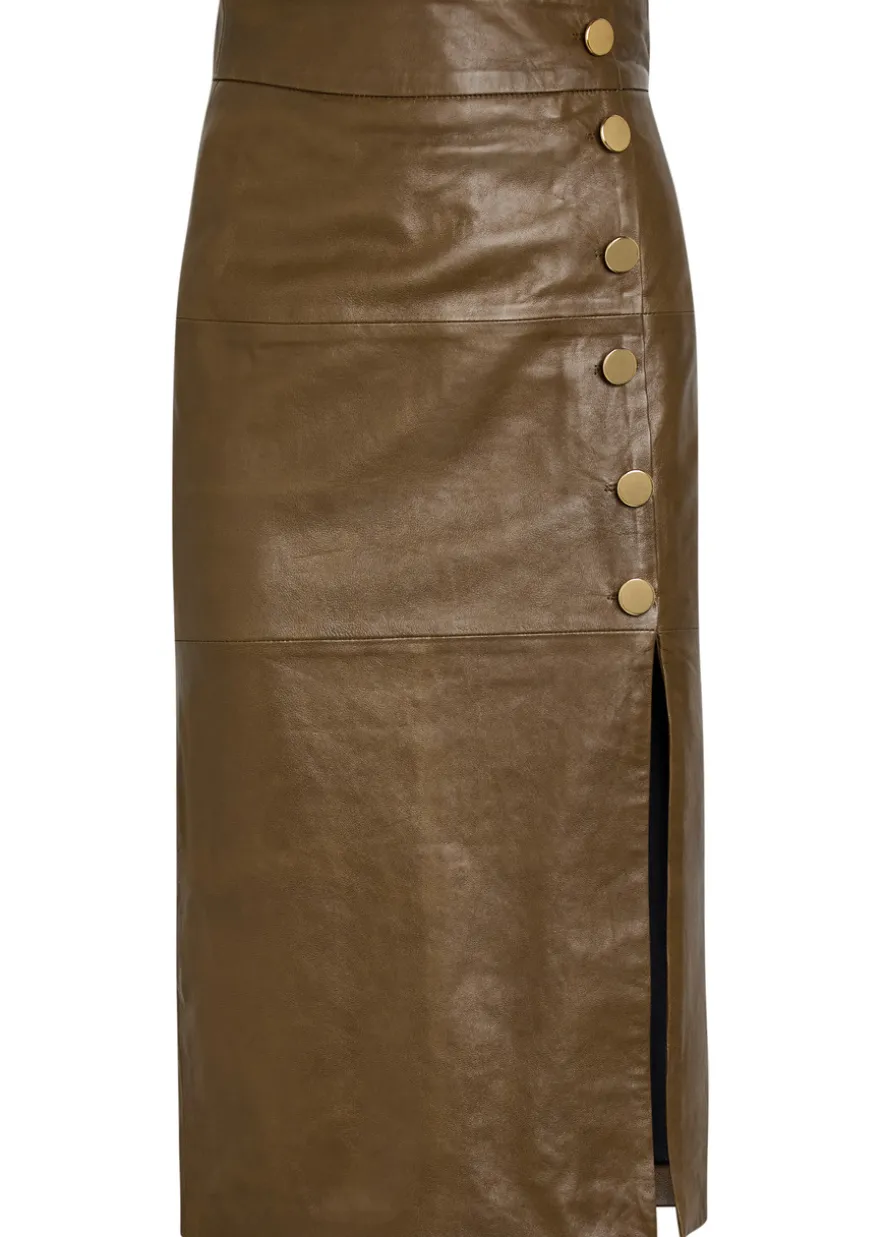 Lucy leather midi skirt