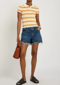 Luka striped cotton-blend polo top