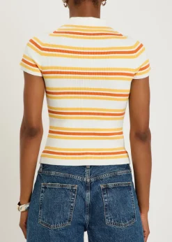 Luka striped cotton-blend polo top