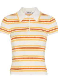 Luka striped cotton-blend polo top