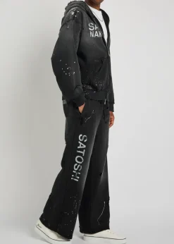 Luke printed distressed wide-leg cotton sweatpants