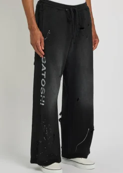 Luke printed distressed wide-leg cotton sweatpants