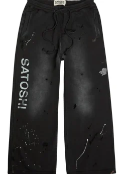Luke printed distressed wide-leg cotton sweatpants