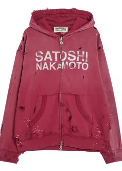 Luke printed hooded distressed cotton sweatshirt