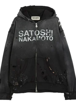 Luke printed hooded distressed cotton sweatshirt