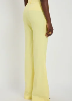 Lula flared-leg linen-blend trousers