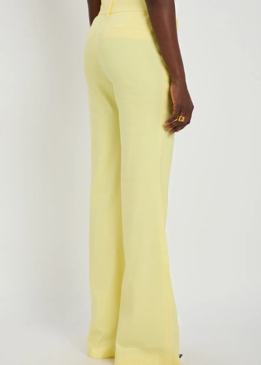 Lula flared-leg linen-blend trousers