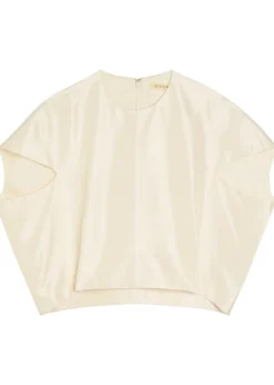 Lulu cropped slubbed silk top