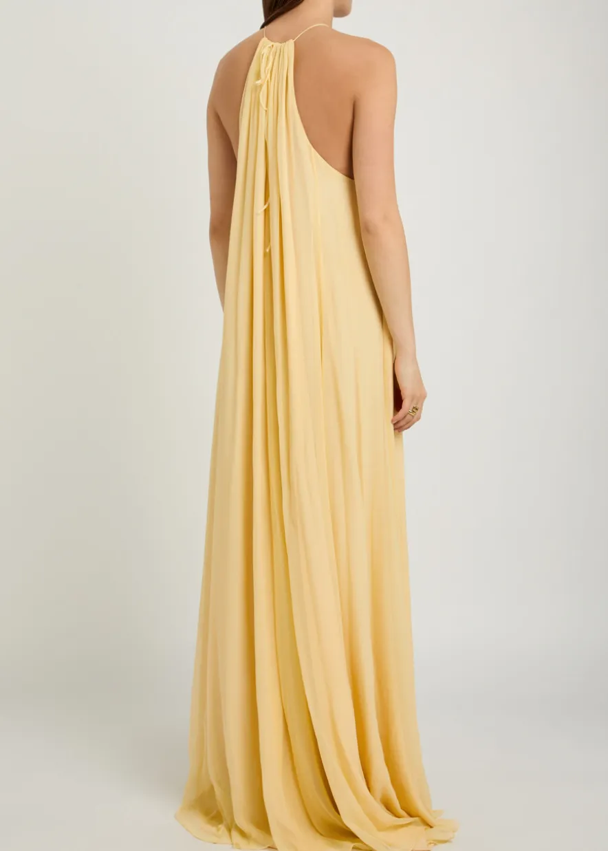 Luna draped silk-georgette maxi dress