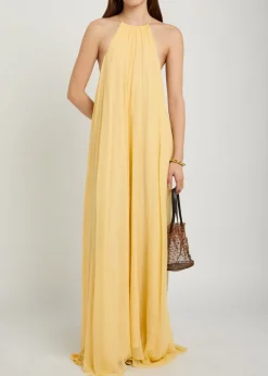 Luna draped silk-georgette maxi dress
