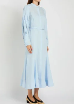Lydia belted linen midi shirt dress