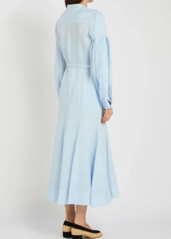 Lydia belted linen midi shirt dress