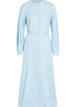 Lydia belted linen midi shirt dress
