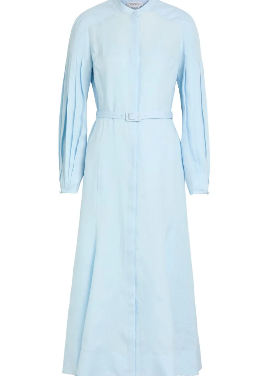 Lydia belted linen midi shirt dress