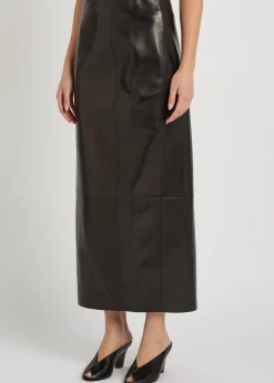 Lyle leather midi pencil skirt
