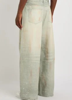 Lyon painted-effect wide-leg denim jeans
