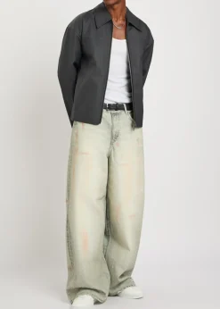 Lyon painted-effect wide-leg denim jeans