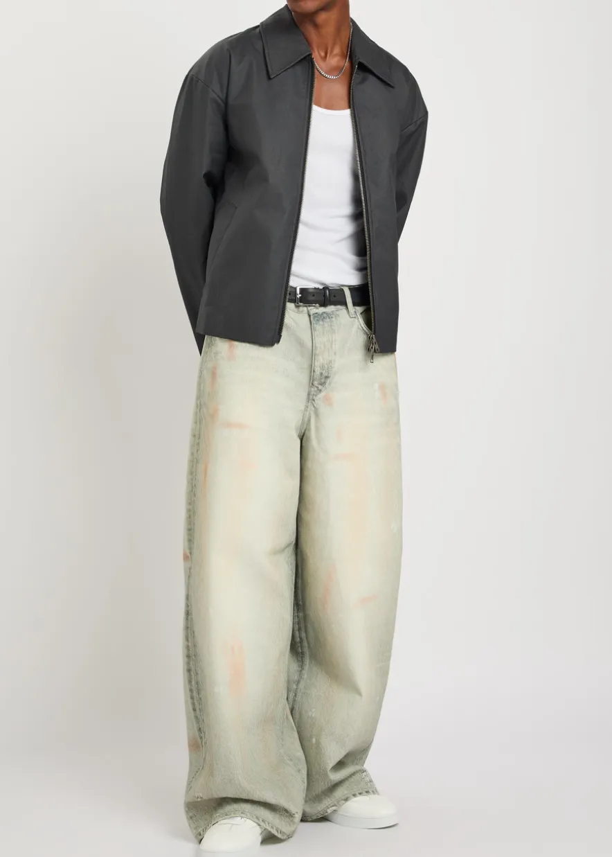 Lyon painted-effect wide-leg denim jeans