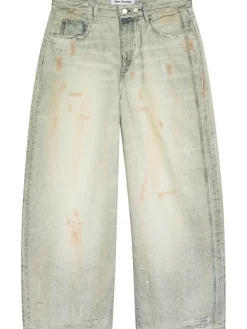 Lyon painted-effect wide-leg denim jeans