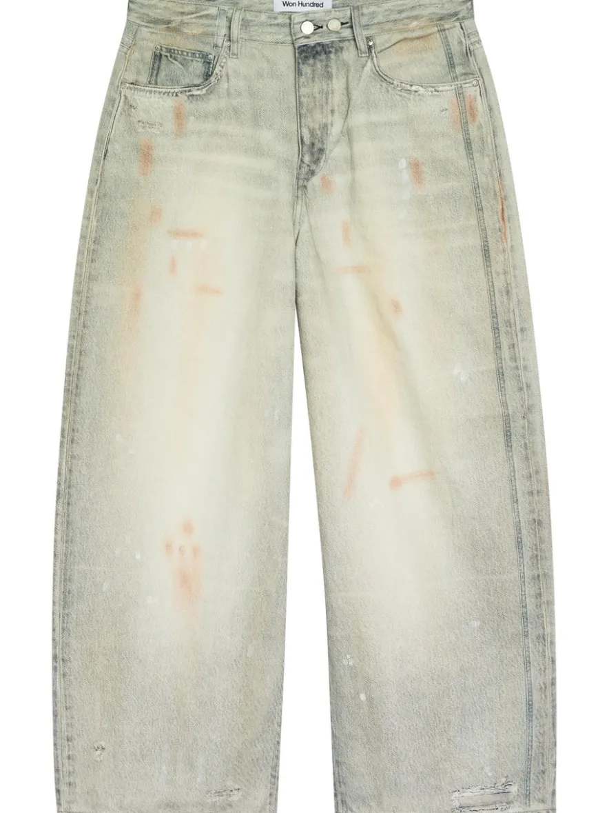 Lyon painted-effect wide-leg denim jeans
