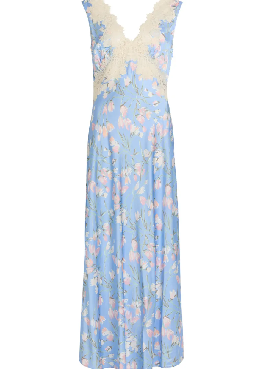 Lysandra floral-print satin midi dress