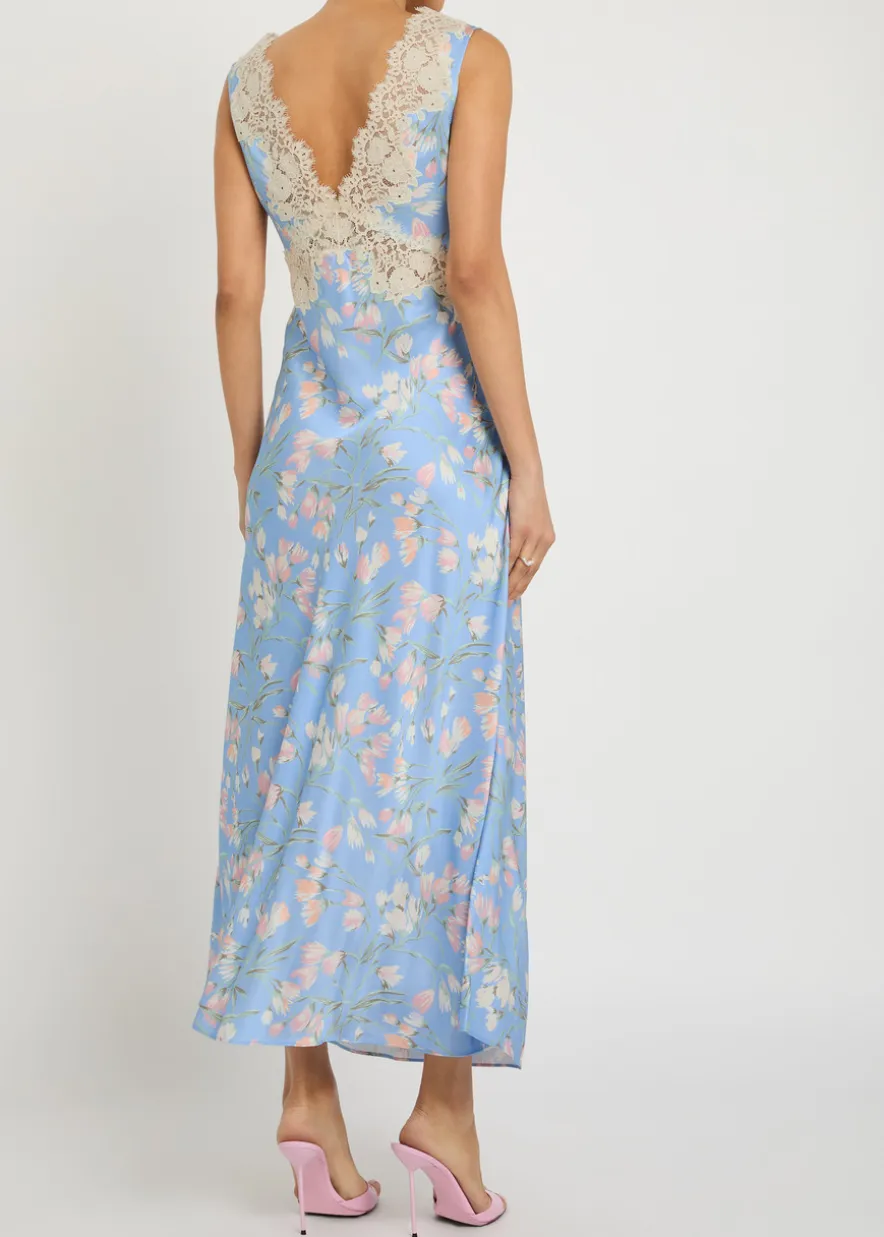 Lysandra floral-print satin midi dress